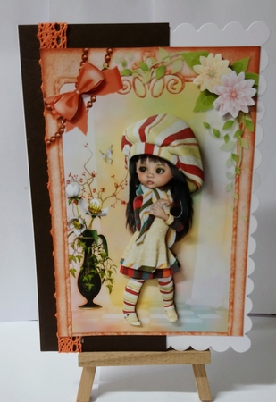 Sweet Little Peaches and Cream A5 Card Front & Decoupage by Jackie Odonnell