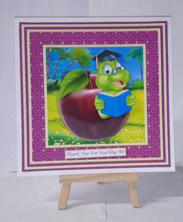 BOOKWORM THANK YOU TEACHER or GRADUATION 7.5 Decoupage & Insert Mini Kit by Jackie Odonnell
