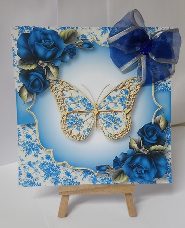 Floral Butterfly - Willow Pattern 8x8 by Jackie Odonnell