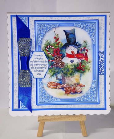 SNOWMAN IN CUP Christmas 7.8 Quick Layer Card or Decoupage Mini Kit by Jackie Odonnell