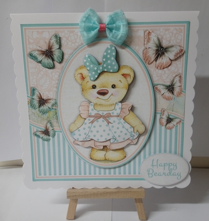 Cute Little Bear Girl Card Topper Kit 1489 by Jackie Odonnell