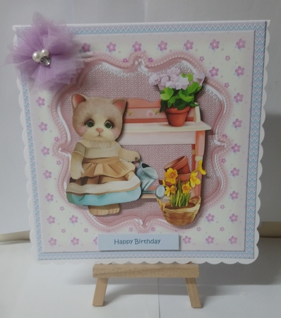 Birthday Girl Cute Kitten In The Garden Mini Kit by Jackie Odonnell