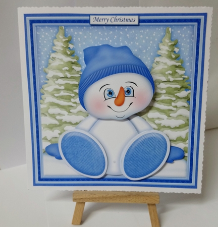 CHRISTMAS SNOWMAN WOBBLY HEAD CARD 7.5 Decoupage & Insert Mini Kit by Jackie Odonnell