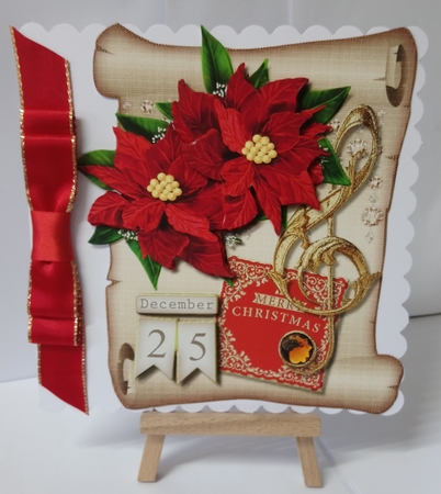 Scroll Christmas red Poinsettias  by Jackie Odonnell
