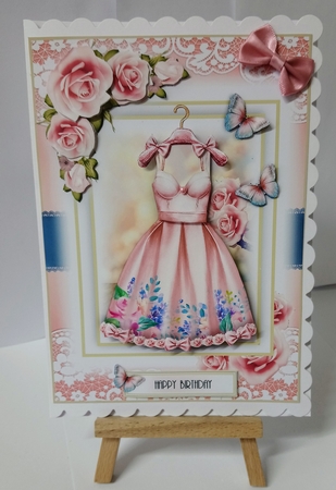 A5 Dressing Up Pink Dress Card Kit by Jackie Odonnell