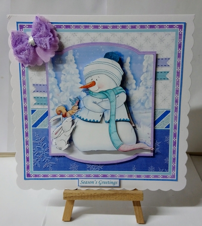 SNOWMAN & FOREST FRIENDS 7.5 Christmas Decoupage & Insert Kit by Jackie Odonnell