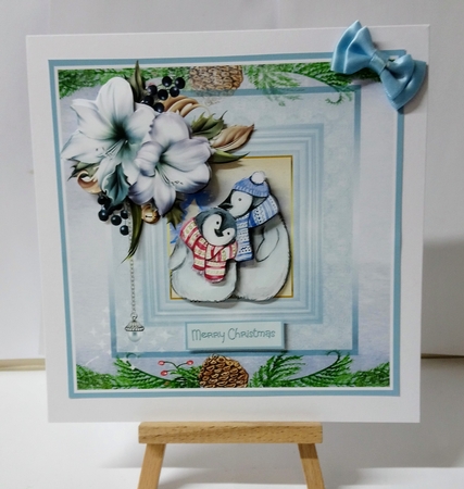 festive flowers and penguins by Jackie Odonnell