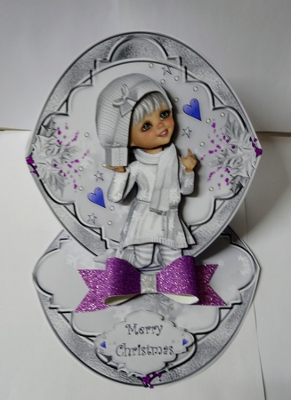 Sweet Little Silver Christmas Surprise Round Easel Card Mini Kit  by Jackie Odonnell