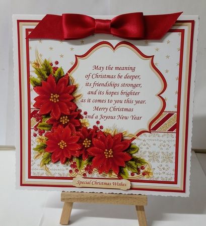 CHRISTMAS POINSETTIA & VERSE 7.5 Decoupage & Insert Mini Kit by Jackie Odonnell