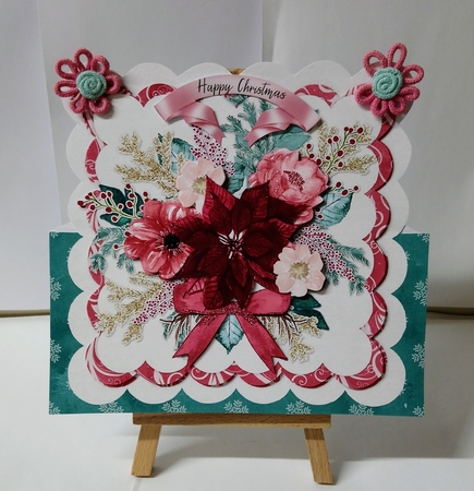 Christmas Floral Rhapsody Over the Edge Tent Card & Envelope (Large) by Jackie Odonnell