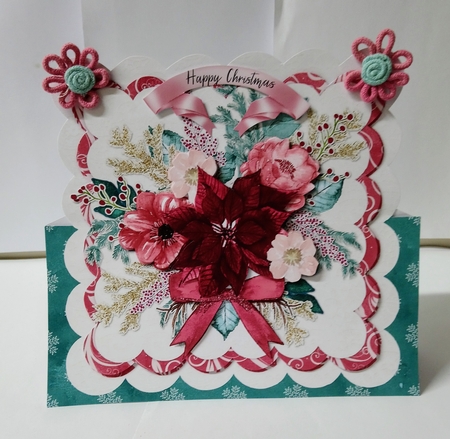Christmas Floral Rhapsody Over the Edge Tent Card & Envelope (Large) by Jackie Odonnell