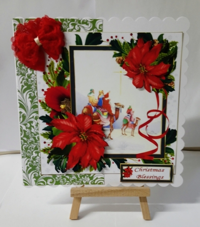7x7 Three wise men with poinsettia mini kit by Jackie Odonnell