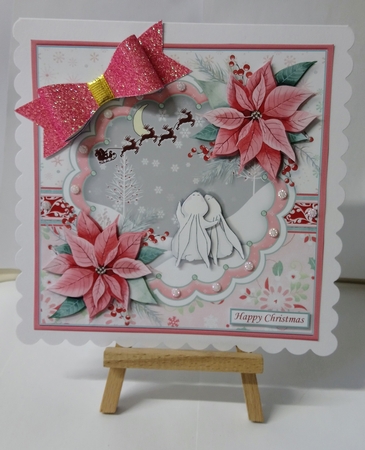 CHRISTMAS BUNNIES & POINSETTIA 7.5 Decoupage & Insert Mini Kit by Jackie Odonnell