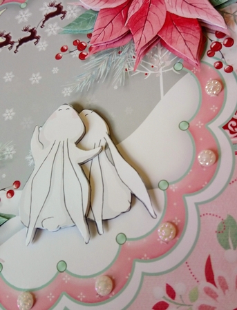 CHRISTMAS BUNNIES & POINSETTIA 7.5 Decoupage & Insert Mini Kit by Jackie Odonnell