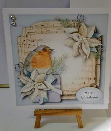 Sheet Music Watercolour Christmas - Robin Present by Jackie Odonnell
