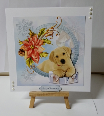 Sad Christmas Puppy Topper with Decoupage by Jackie Odonnell