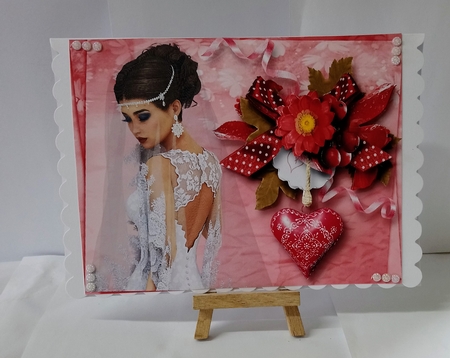 Beautiful Bride, Love Heart and Flowers Topper & Decoupage by Jackie Odonnell