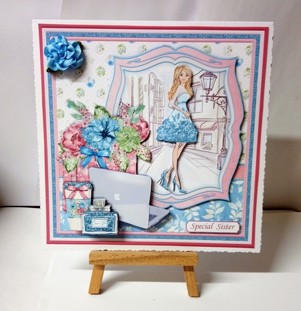 MODERN GIRL Powder Blue 7.5 Decoupage & Insert Mini Kit by Jackie Odonnell
