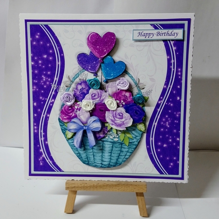PURPLE ROSE BASKET 7.5 Decoupage & Insert Mini Kit All Occasions by Jackie Odonnell