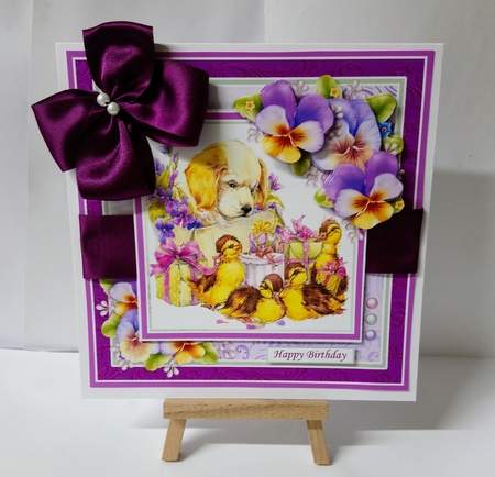 PUPPY DUCKLINGS & PANSIES 7.5 Decoupage & Insert Mini Kit by Jackie Odonnell