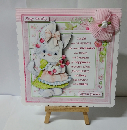 BUNNY & CHERRIES with Verse 7.5 Decoupage & Insert Kit by Jackie Odonnell