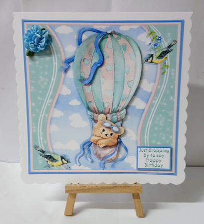 BEAR IN HOT AIR BALLOON 7.5 Decoupage & Insert Kit by Jackie Odonnell