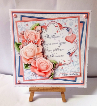 CORAL & GREY ROSES & VERSE 7.5 Decoupage & Insert Kit by Jackie Odonnell