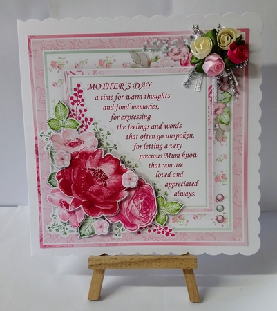 MOTHERS DAY VERSE Pink Floral 7.5 Decoupage & Insert Mini Kit by Jackie Odonnell