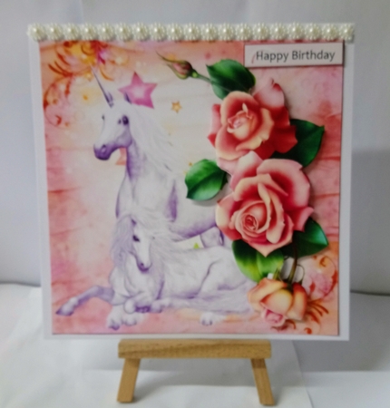 Fantasy Resting Unicorns with Rose Decoupage Mini Kit by Jackie Odonnell