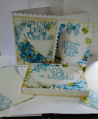 Vintage Blue Floral Stationary Set by Jackie Odonnell