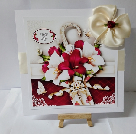 Vintage Umbrella with White Bordeaux Lilies Mini Kit by Jackie Odonnell