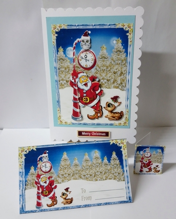 Santa Keeping an Eye on the Time by Jackie Odonnell
