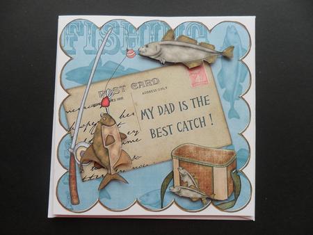 Dad is Best Catch Teal Fishing 8in Decoupage Step by Step by Jacqueline Bunnett