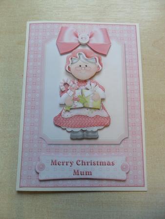 Mrs Santa with Presents Merry Christmas Mum Card Front by Jacqueline Bunnett