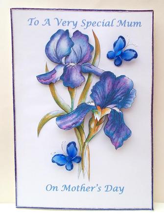 Watercolour Purple Irises Decoupage Sheet by Jacqueline Bunnett