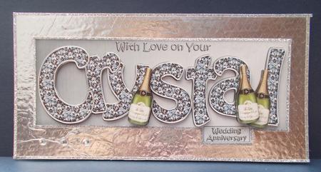 Crystal Anniversary Large Dl Quick Card N 3D Decoupage by Jacqueline Bunnett