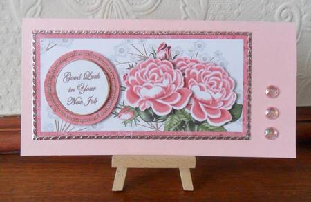 Cerise Roses New Job Dl Decoupage Topper by Jacqueline Bunnett