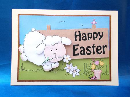 A5 Little Lamb Easter Scallop Corners & Pyramage by Jacqueline Bunnett