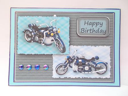 All Occasion Blue Motorbike Card Topper by Jacqueline Bunnett