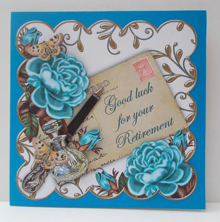 Teal Rose Your Retirement 8in W Scallop Decoupage Topper Featured Gallery Photo