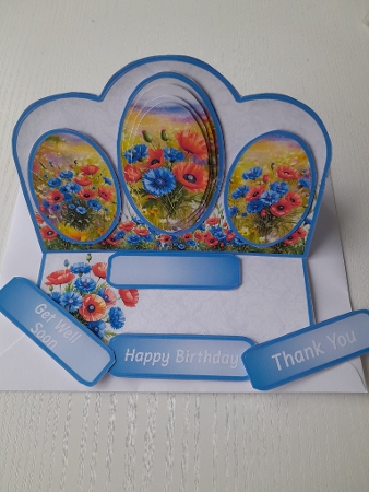 Poppies and Cornflowers - Triple Oval Easel Card Mini Kit by Jacqueline Sinden