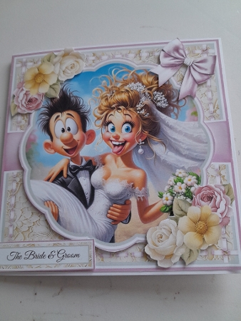 Whimsical Bride & Groom With Set Of 3 Toppers by Jacqueline Sinden