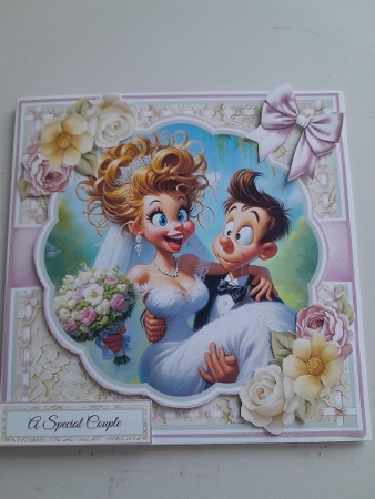 Whimsical Bride & Groom With Set Of 3 Toppers by Jacqueline Sinden