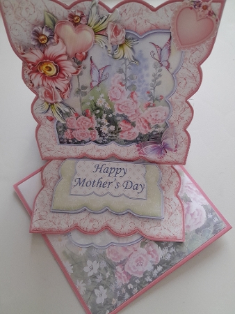 Hollyhocks Birthday Easel Card Kit with Decoupage by Jacqueline Sinden