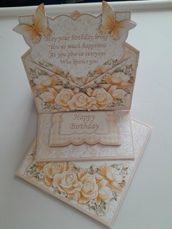 Cream Roses Envelope Easel Kit Birthday Wedding Anniversary by Jacqueline Sinden