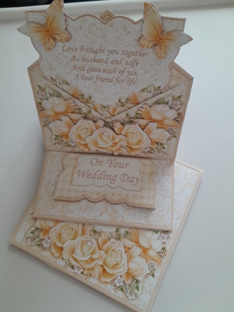 Cream Roses Envelope Easel Kit Birthday Wedding Anniversary by Jacqueline Sinden