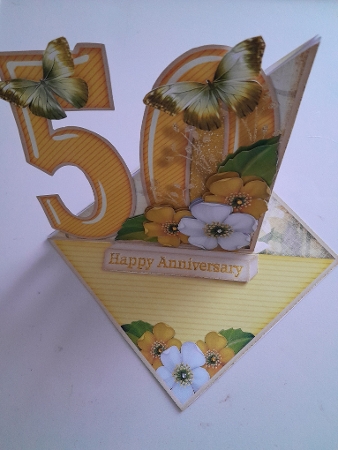 Vintage Easel 50th Golden Wedding Card Kit 1181 by Jacqueline Sinden