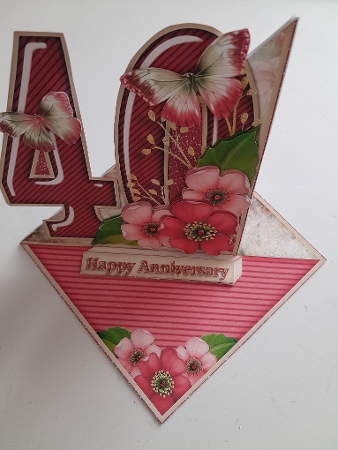 Vintage Easel 40th Ruby Wedding Card Kit 1178 by Jacqueline Sinden