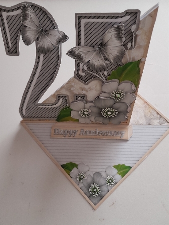 Vintage Easel 25th Silver Wedding Card Kit 1184 by Jacqueline Sinden