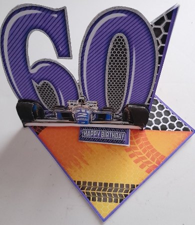Vintage Easel 60th formula one Birthday Card Kit 1179 by Jacqueline Sinden
